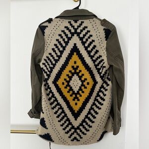Blu Pepper Jacket with Boho Aztec sweater insert, S